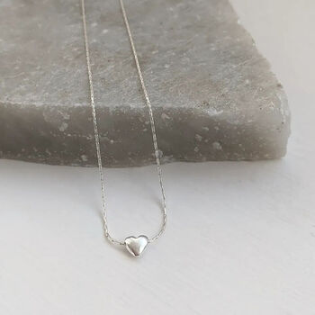 Tiny Sterling Silver Heart Necklace, 3 of 9