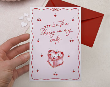 Vintage Valentine Card For Wife Or Husband With Pink Cake Design, 2 of 3