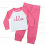 Personalised Name Pink Or Navy Baby Pyjamas Set, thumbnail 3 of 3