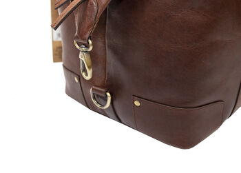 Personalised Luxury Brown Colombian Leather Holdall, 9 of 11