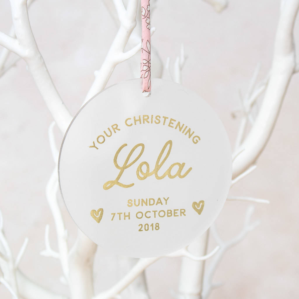 personalised christening keepsake decoration by nina thomas studio