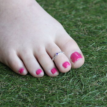 Purple Stone Pure Silver Adjustable Bichiya Toe Ring, 2 of 6