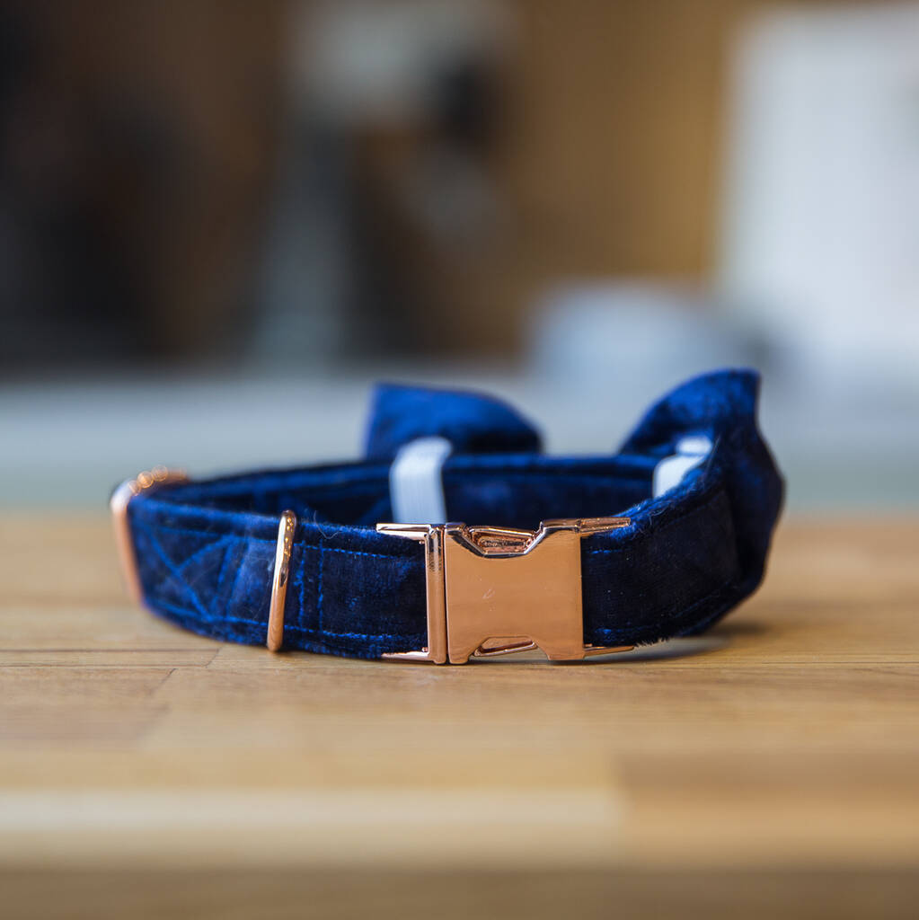 Lux Crushed Velvet Bow Tie Dog Collar By Ollie & Co