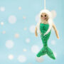 Personalised Felt Green Mermaid Hanging Decoration, thumbnail 2 of 3