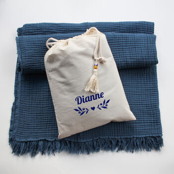 Soft Cotton Muslin Throw Blanket, Cotton Bag Personalised, 3 of 9