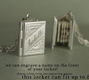 Silver Banner Book Locket Necklace, 6 of 9