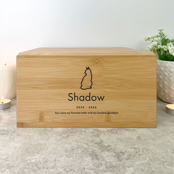 Personalised Bamboo Urn For Pet Cremation Ashes Dog/Cat Design, 11 of 12