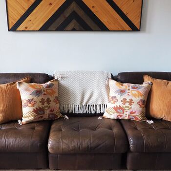 Turkish Kilim Rust Leaf Cushion, 6 of 10