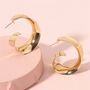 Large Curved Ribbon Gold Plated Hoop Earring, thumbnail 2 of 6