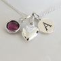 Silver Heart And Birthstone Sister Necklace, thumbnail 4 of 6