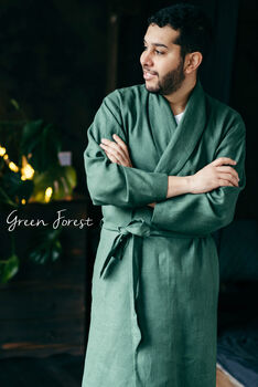 Men's Linen Robe, 10 of 12