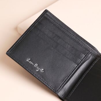 Personalised Men's Leather Wallet And Card Holder Gift Set In Black, 5 of 6