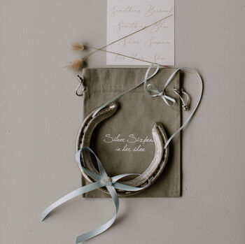 Personalised Something Blue Agate Lucky Wedding Horseshoe, 2 of 10