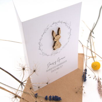 Betsy Bunny New Baby Personalised Card, 4 of 8
