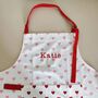 Personalised Pink Red Love Hearts Premium Cotton Apron, thumbnail 8 of 9