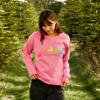 Neon Rainbow Reindeers Christmas Sweatshirt Jumper, 2 of 7