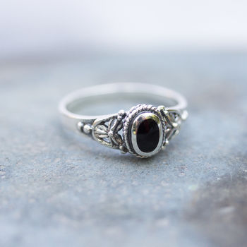 Detailed Black Onyx Sterling Silver Ring, 2 of 5