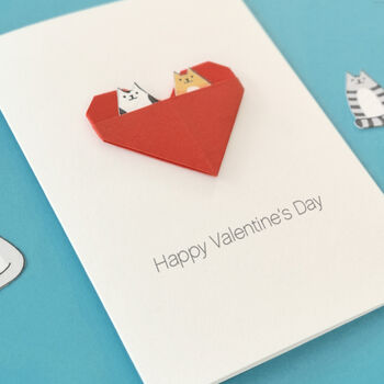 Personalised Cat Valentine's Day Origami Heart Card, 3 of 10