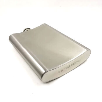 Personalised Engraved 8oz Satin Steel Flask, 6 of 9