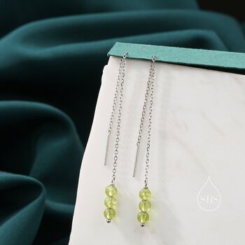 Sterling Silver Genuine Peridot Threaders, 3 of 10