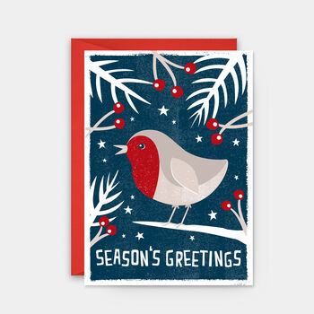 Robin Christmas Card. Single Card Or Pack Of Six, 3 of 3