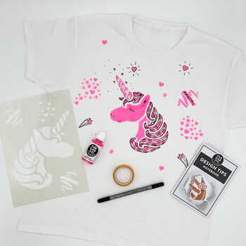 Unicorn Head Kids T Shirt Painting Starter Kit, 3 of 10