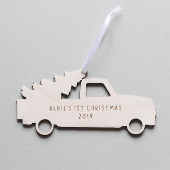 Personalised Wooden Christmas Bauble With Car, 2 of 3