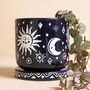 Midnight Blue Sun And Moon Planter And Tray, thumbnail 3 of 6