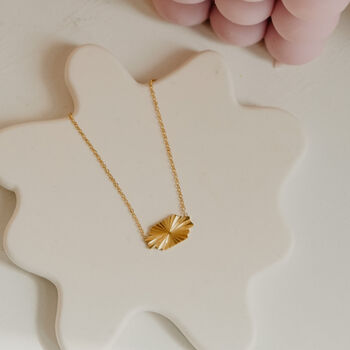 Inari Flat Sunburst 18k Gold Plated Necklace, 2 of 2