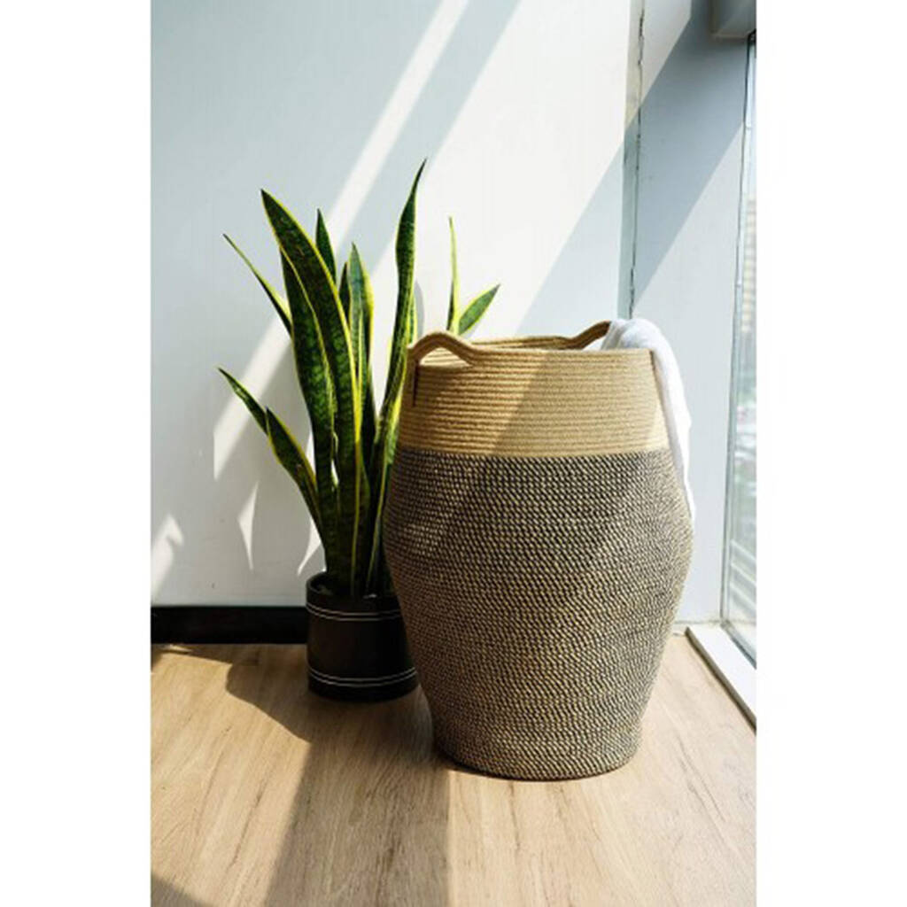 Tall Laundry Hamper Basket Jute Rope Storage By Momentum