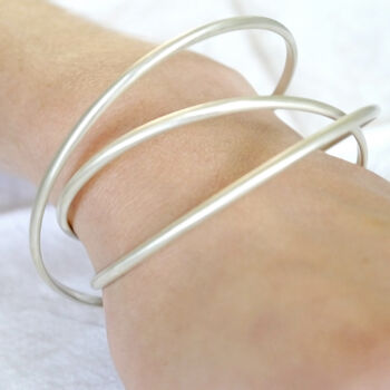 Recycled Silver Slim Gyre Bangle, 4 of 6