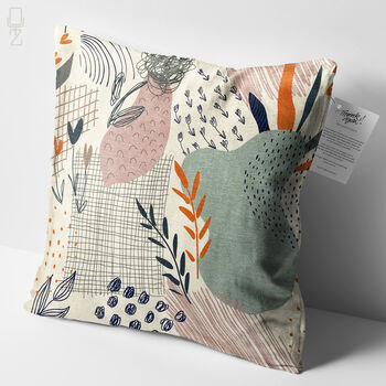 Abstract Cushion Cover With Green, Orange And Ivory, 3 of 5