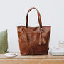 Leather Shopper Tote Bag, Tan, thumbnail 1 of 6