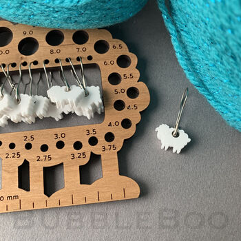 Knitting Needle Gauge With Stitch Markers, 7 of 8