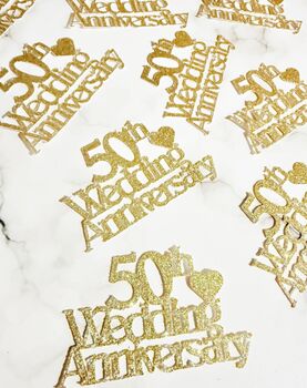 Golden 50th Wedding Anniversary Confetti Table Decorations, 5 of 7