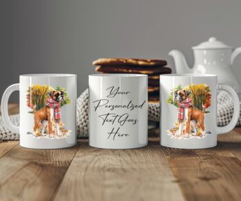 Personalised Boxer Autumn Dog Walk Keepsake Gift Mug, 2 of 2