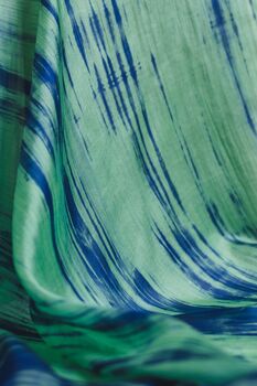 100% Mulberry Silk Scarf, Green And Blue, 3 of 6