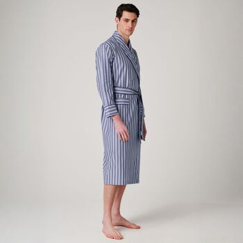 Men's 'Navy Spark' Stripe Crisp Cotton Robe, 3 of 5