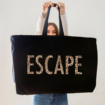 Black Oversized Tote Bag. Escape Bag. Weekend Bag, 4 of 4