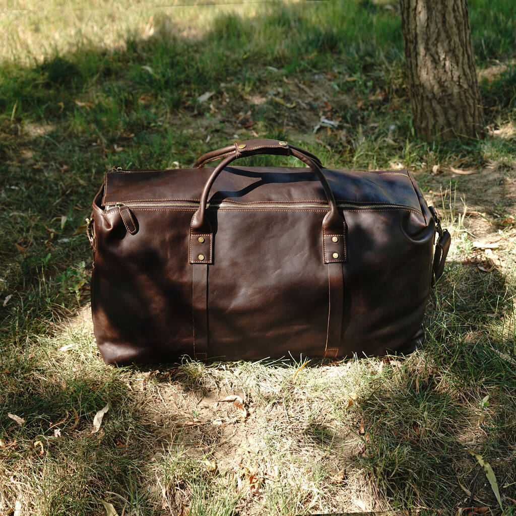 leather hand luggage holdall