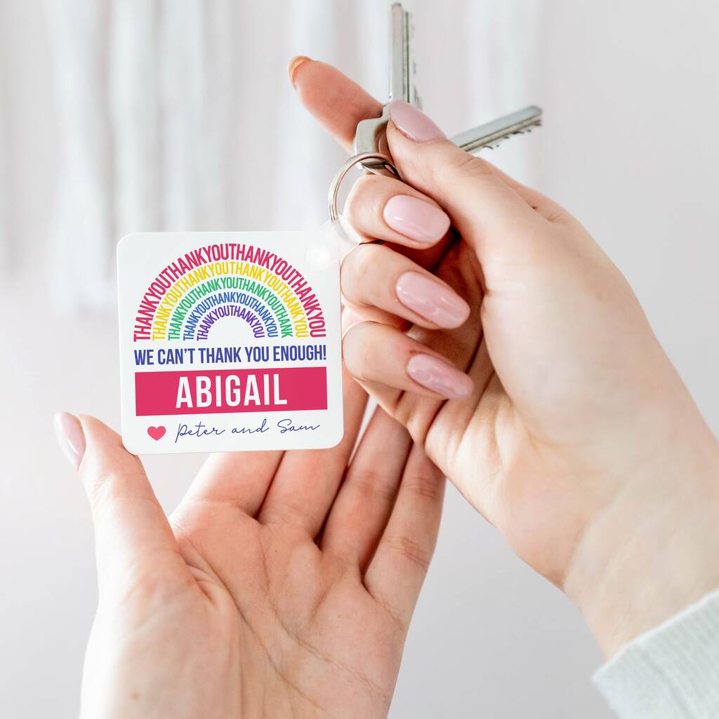 Image of Personalised Rainbow Thank You Keyring