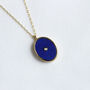 18ct Gold Plated Oval Locket W Blue Lapis And Cz Stone, thumbnail 7 of 7