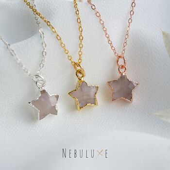 Rose Quartz Star Necklace, 5 of 11