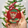 Personalised Funny Elf Photo Bauble, thumbnail 2 of 7