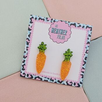 Carrot Glitter Resin Studs, 3 of 4