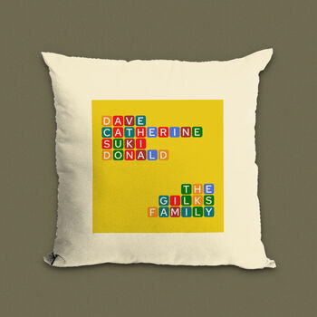 Personalised Family Cushion Names And Surname Gift, 6 of 7