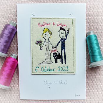Personalised, Embroidered Wedding Card, 9 of 12