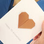 Personalised 7th Copper Anniversary Origami Heart Card, thumbnail 3 of 4