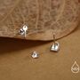 Key And Lock Mismatched Stud Earrings Sterling Silver, thumbnail 4 of 12