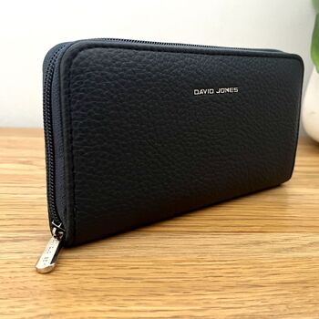 Faux Leather Textured Purse In Dark Blue, 2 of 3